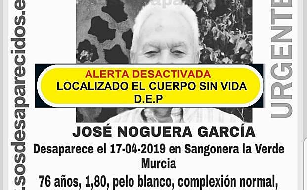 Hallan el cuerpo sin vida de un hombre desaparecido este miércoles en Sangonera la Verde