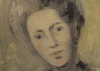 Imagen secundaria 1 - 'Bandeja y dos copas'. Óleo sobre lienzo. 1969. | 'Retrato de Sofía Sandoval'. Óleo sobre lienzo. 1949. | 'Cabeza de perro'. Óleo sobre lienzo. 1980.