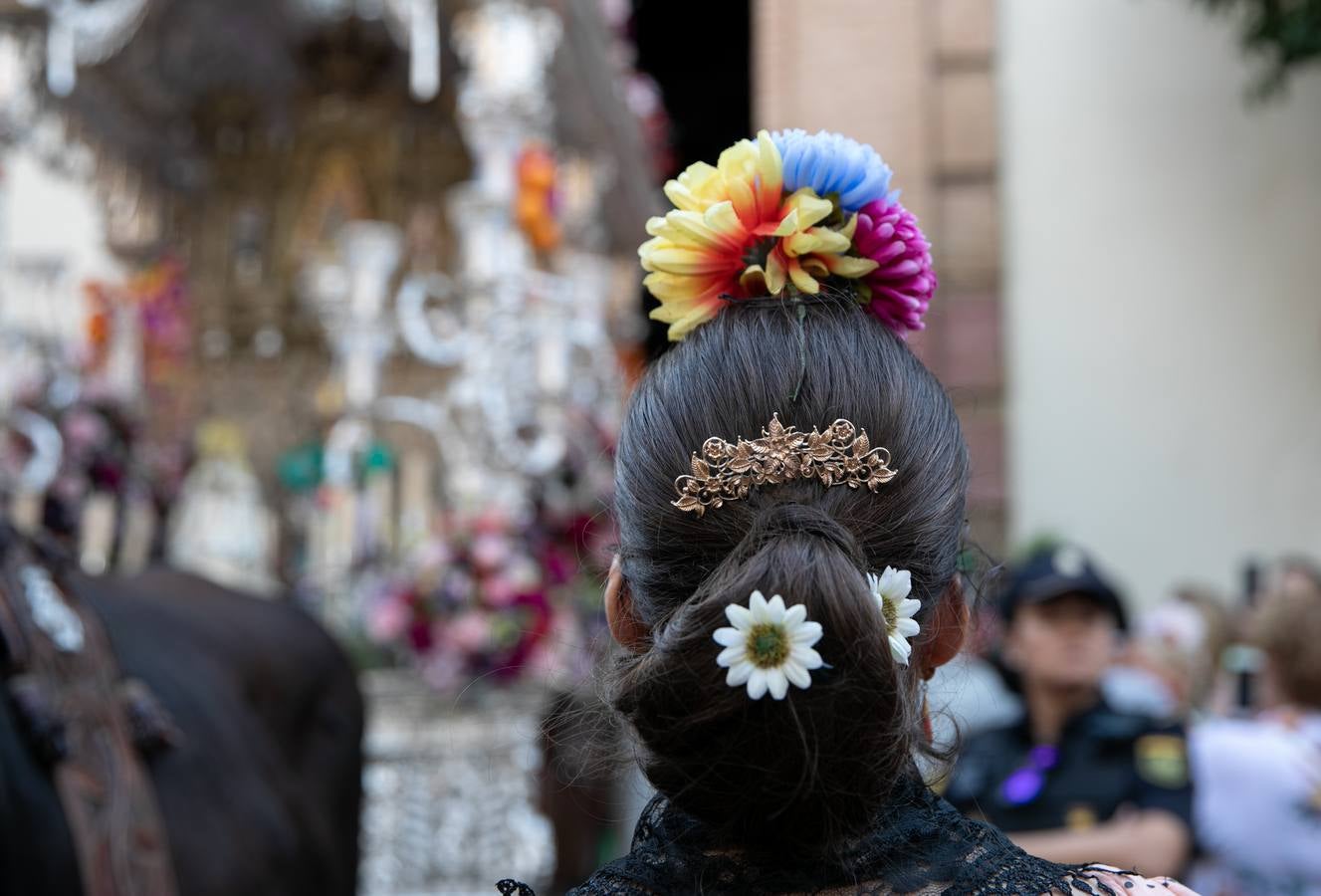 Cientos de personas participan en la romería de Pentecostés 2019, donde los peregrinos surcan los caminos hacia la aldea almonteña de El Rocío (Huelva) para honrar a la Virgen del Rocío.
