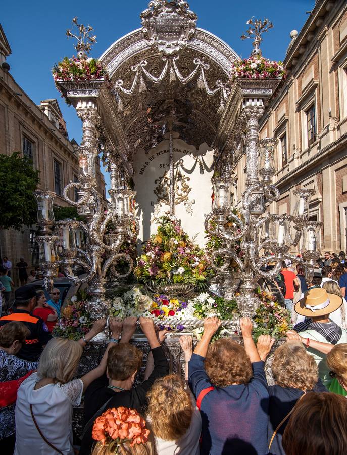 Cientos de personas participan en la romería de Pentecostés 2019, donde los peregrinos surcan los caminos hacia la aldea almonteña de El Rocío (Huelva) para honrar a la Virgen del Rocío.