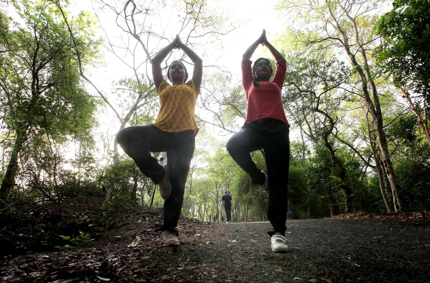 Un gran número de personas participa en la 6ª edición del Día del Yoga Los entusiastas del yoga de todo del mundo celebran este día practicando ejercicios y sesiones de respiración al aire libre para descubrir sus beneficios.