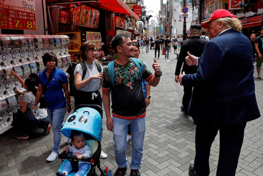 Osaka aguarda el desembarco de los líderes y jefes de Estado de los principales países del planeta para participar en la cumbre del G-20. La segunda mayor ciudad de Japón saluda esta llegada con abuelas bailando hip-hop o con el paseo por sus calles de dobles de Donald Trump y Kim Jong-un 