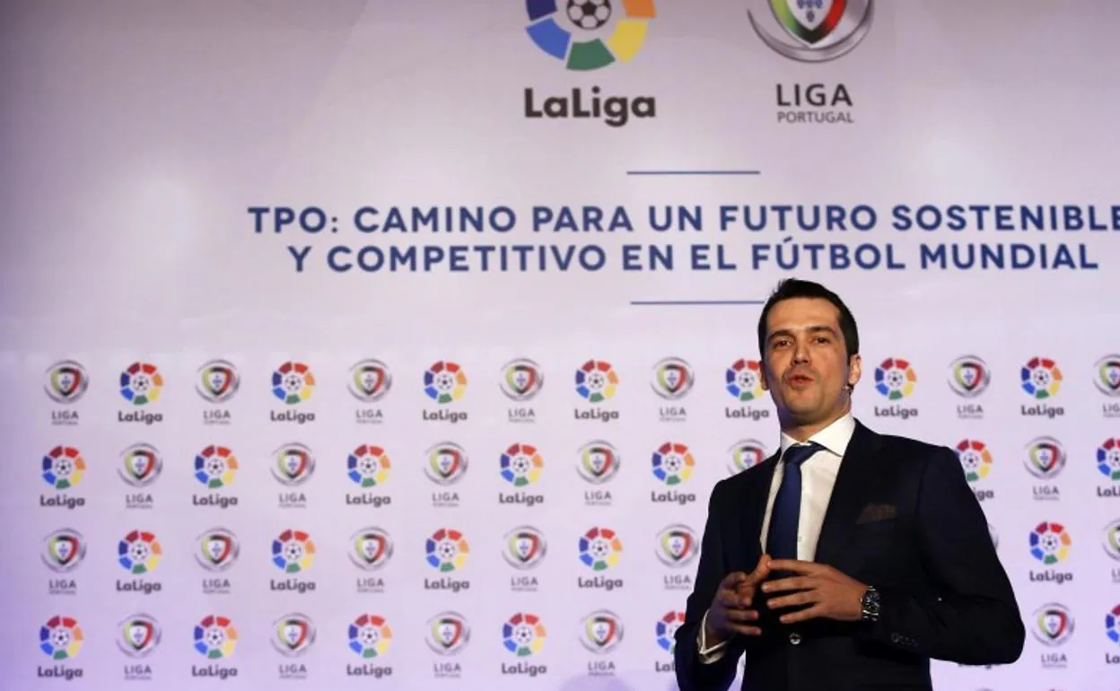 Nelio Freire, de Doyen, tras participar en el seminario de la LFP y Liga NOS sobre los TPO (third party ownership) celebrado en Madrid en 2015. 