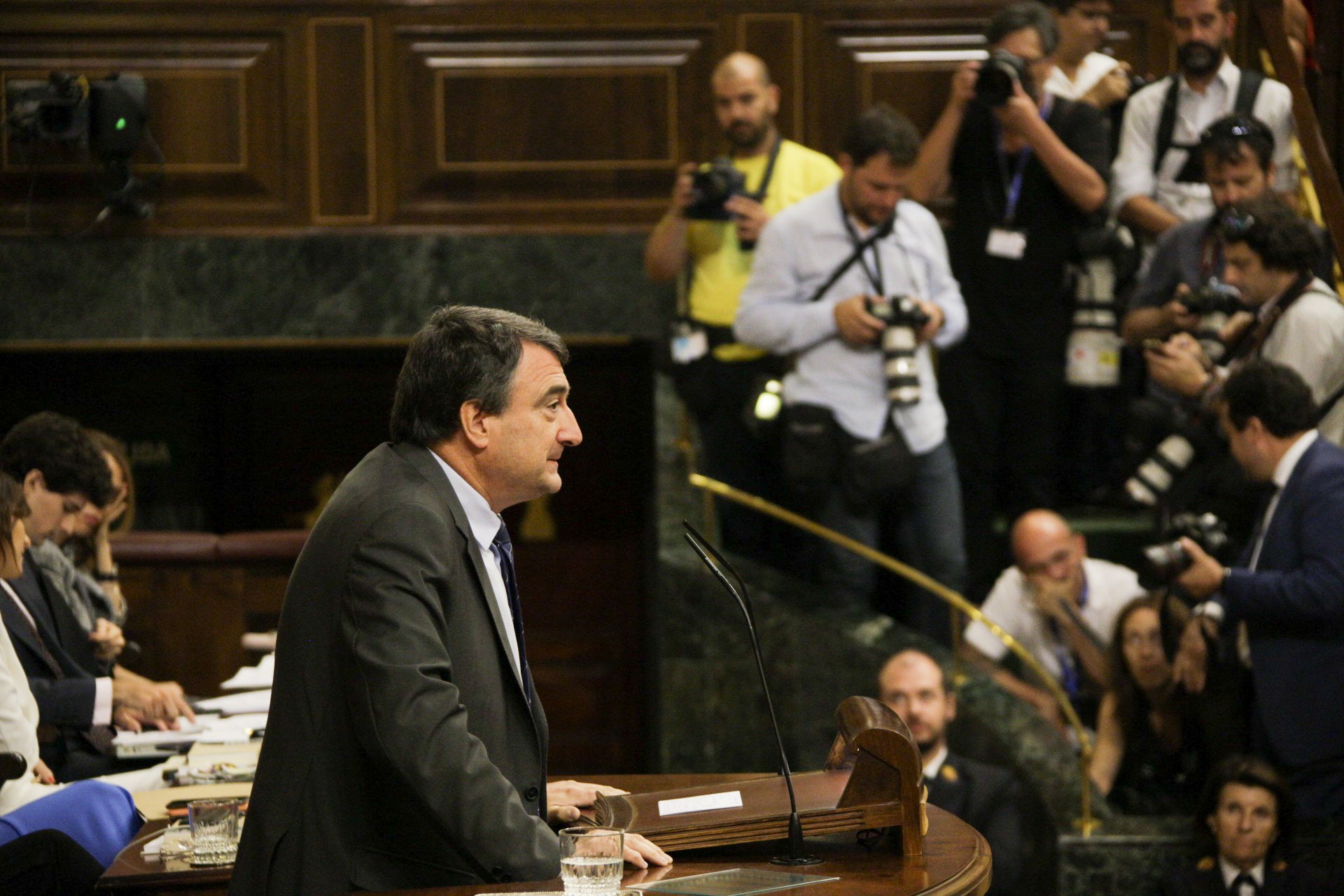 Aitor Esteban durante su intervención en la tercera sesión de investidura.