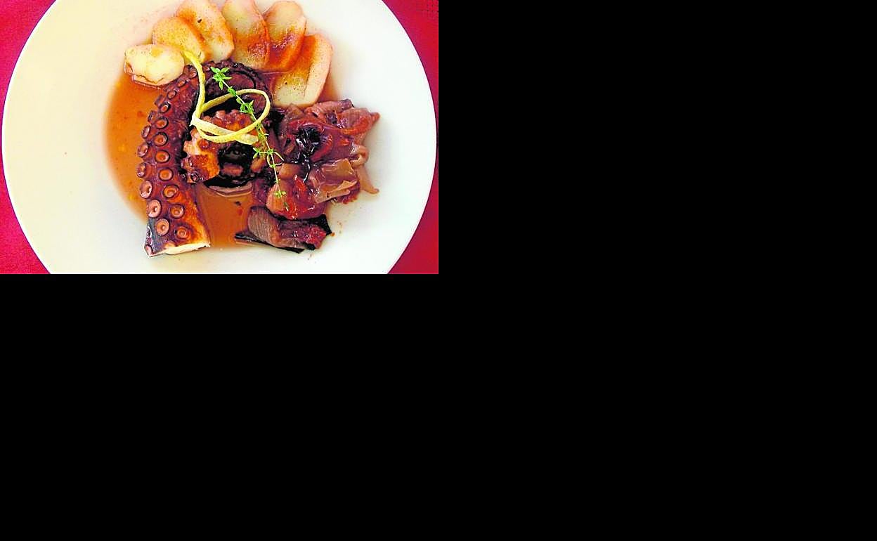 Pulpo al horno con verduras