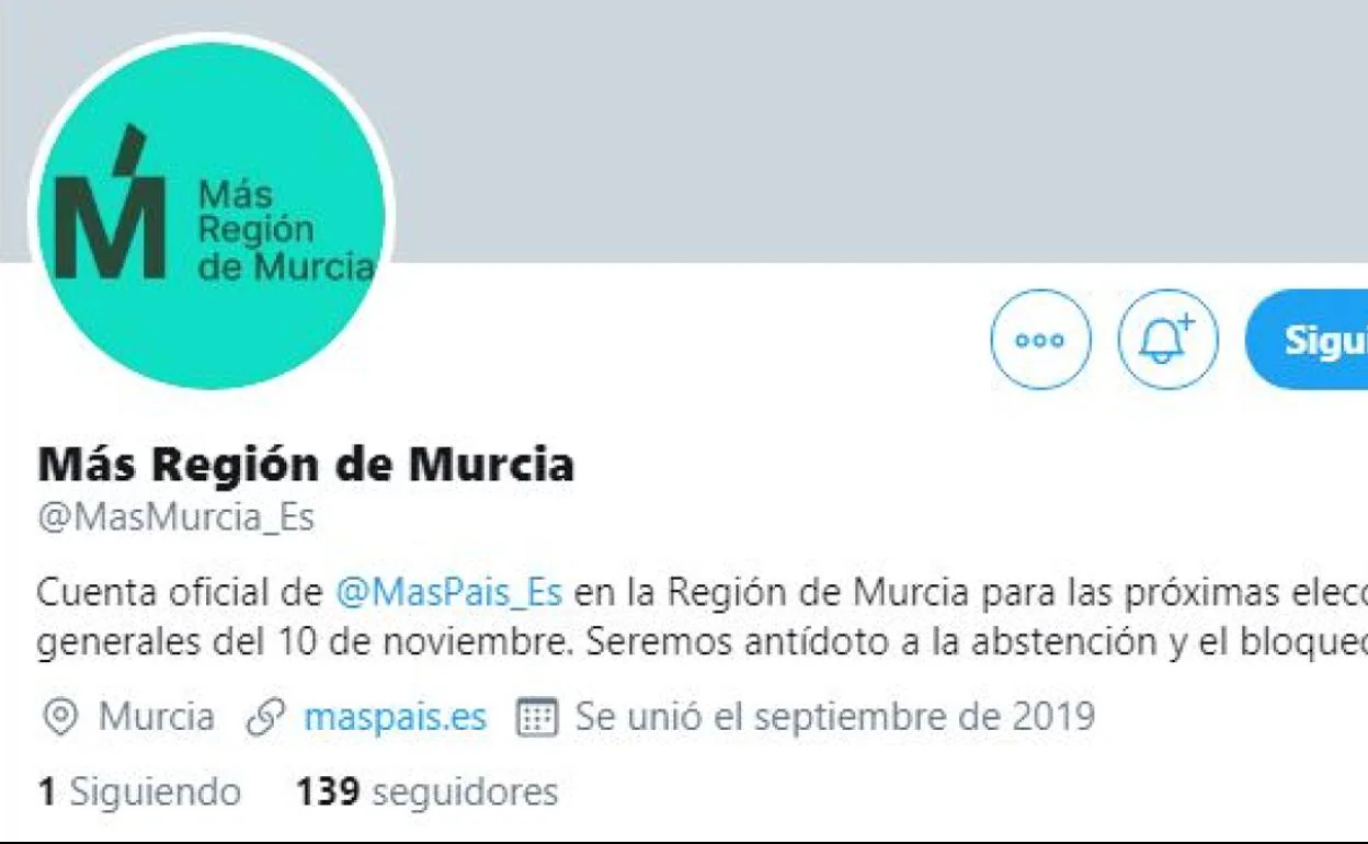Perfil de Twitter de Más Región de Murcia.