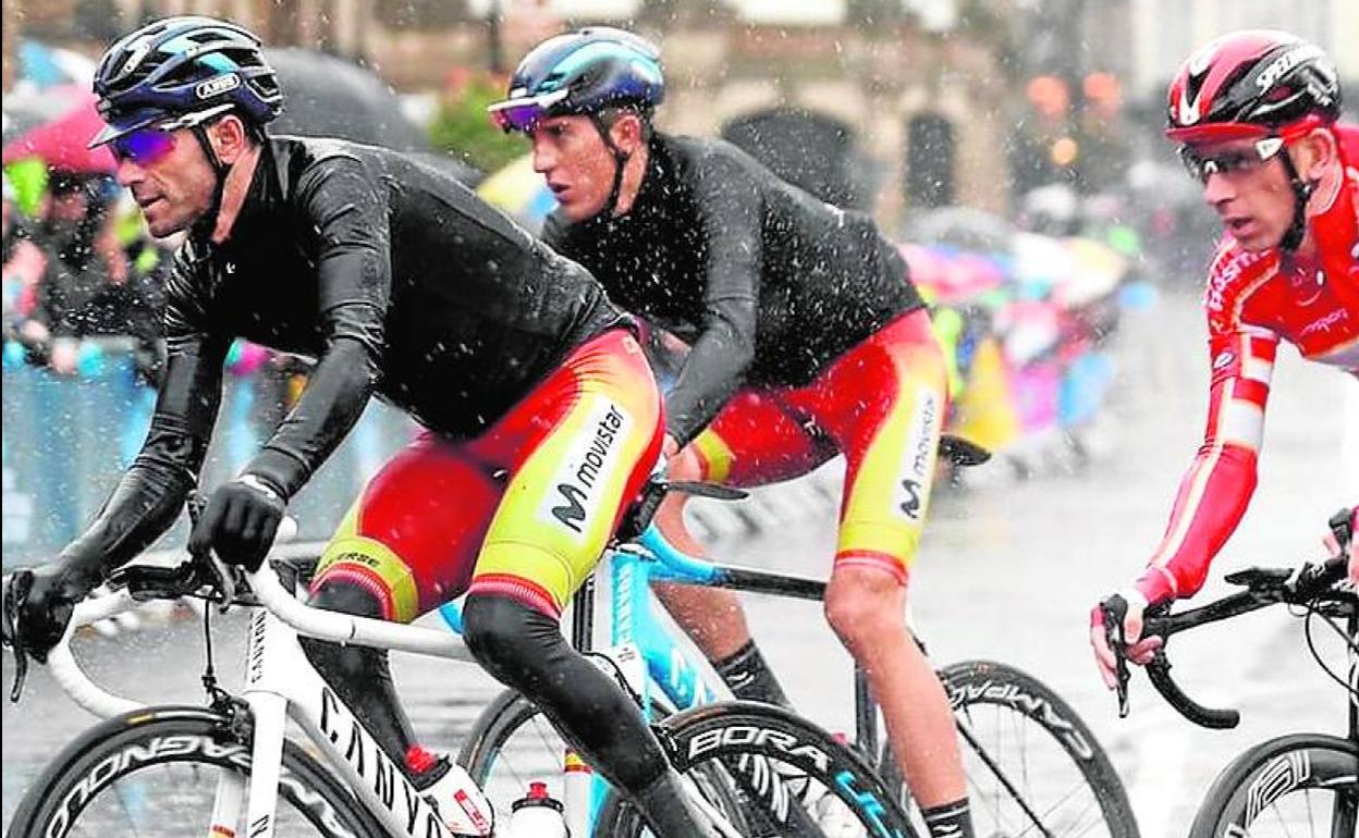 Alejandro Valverde, este domingo, durante la carrera.