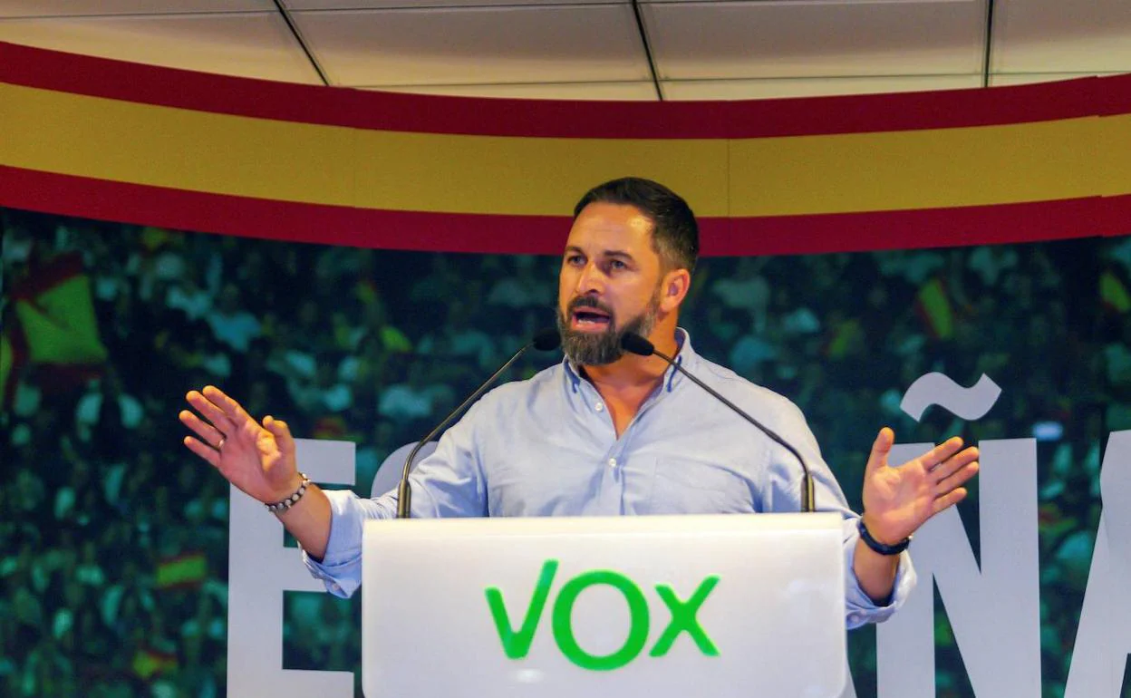Santiago Abascal, durante un mitin de Vox.