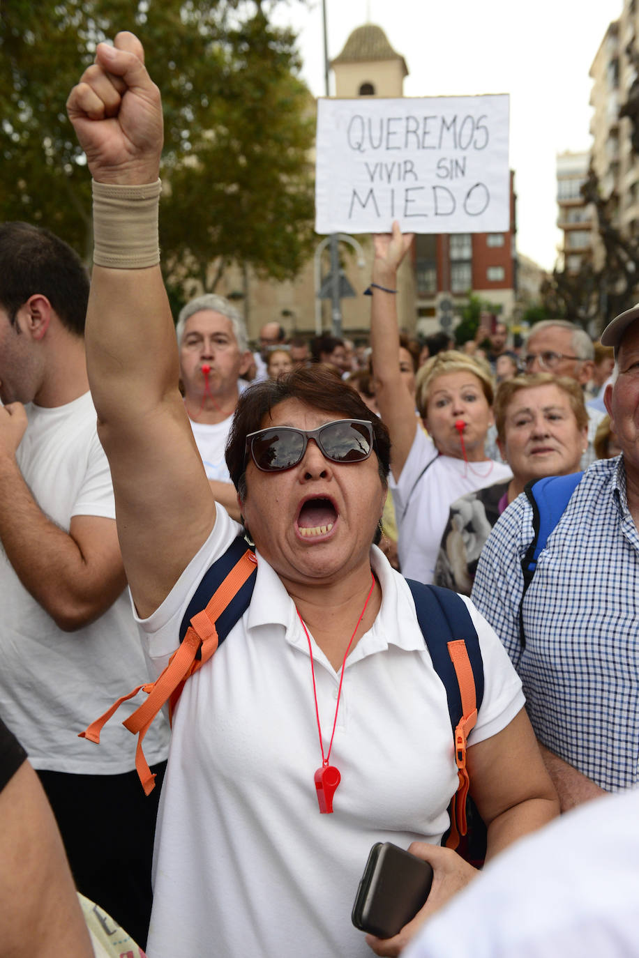 Los alcaldes de San Pedro, San Javier, Los Alcázares y Torre Pacheco, el presidente de la Cofradía de Pescadores de San Pedro y representantes de la plataforma Stop inundaciones se reunieron tras la marcha con el delegado del Gobierno, Francisco Jiménez
