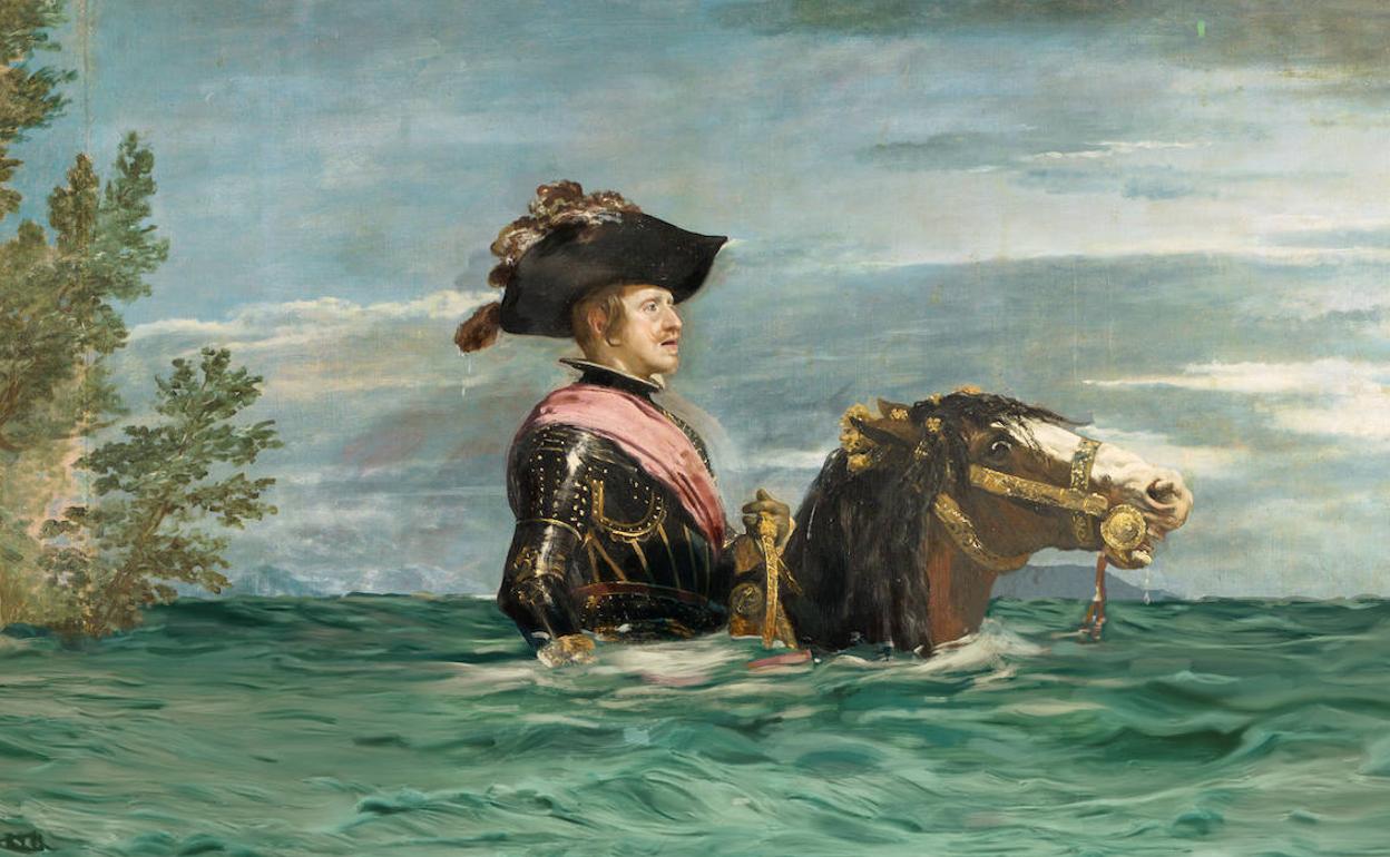 Retrato ecuestre de Felipe IV, de Velázquez, 'retocado' para concianciae sobre el cambio climático
