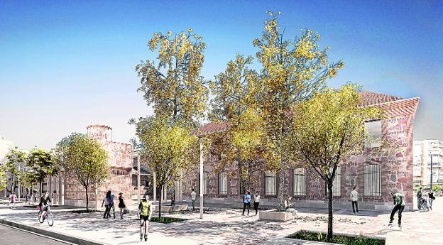 Aspecto que tendrá la parte lateral del edificio, junto al hospital Virgen de la Vega.