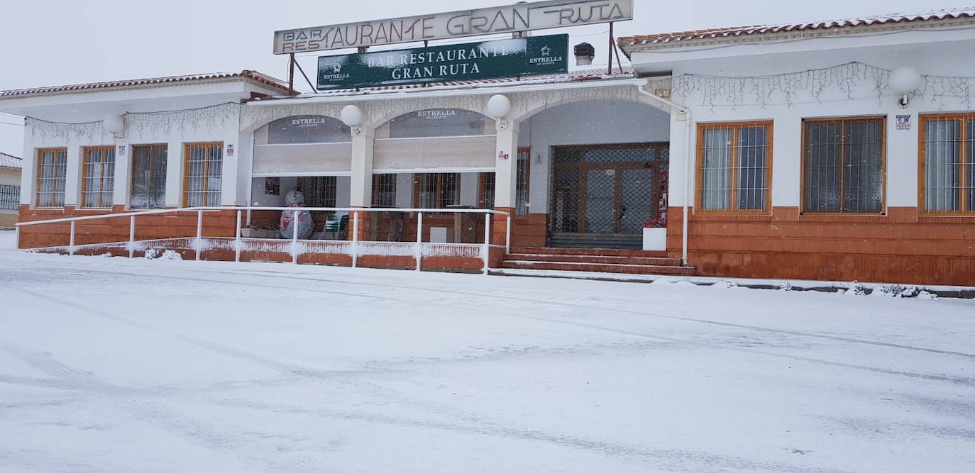 El Moral, en Caravaca, este lunes como toda una postal invernal.