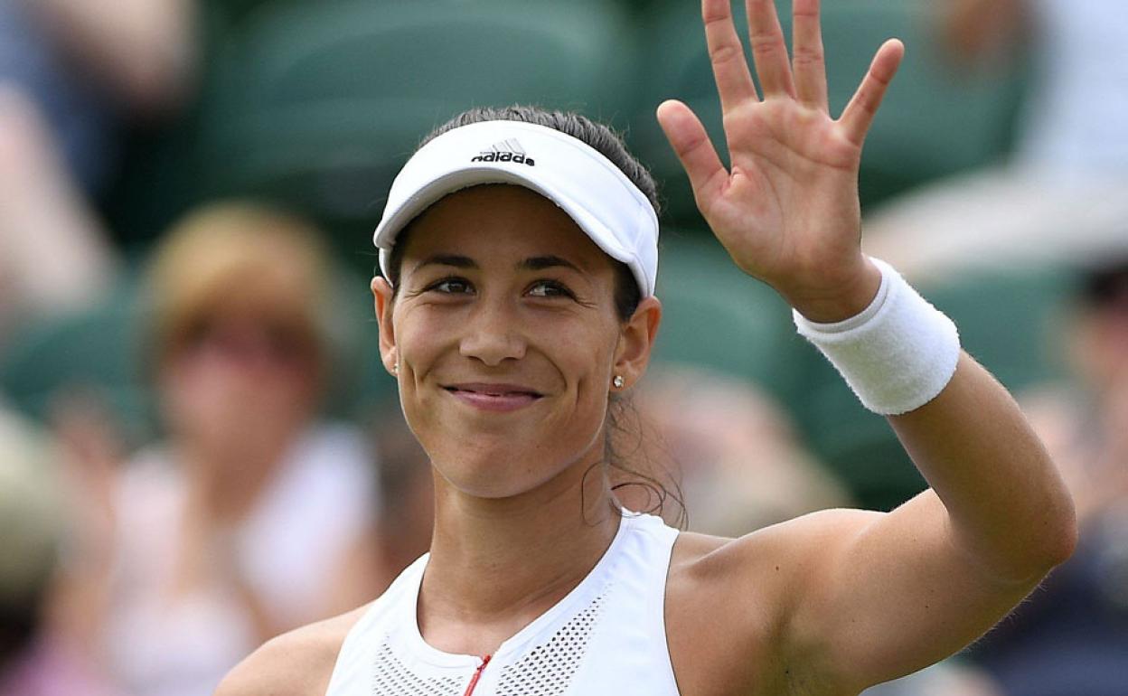 Garbiñe Muguruza celebra una victoria en Wimbledon. 