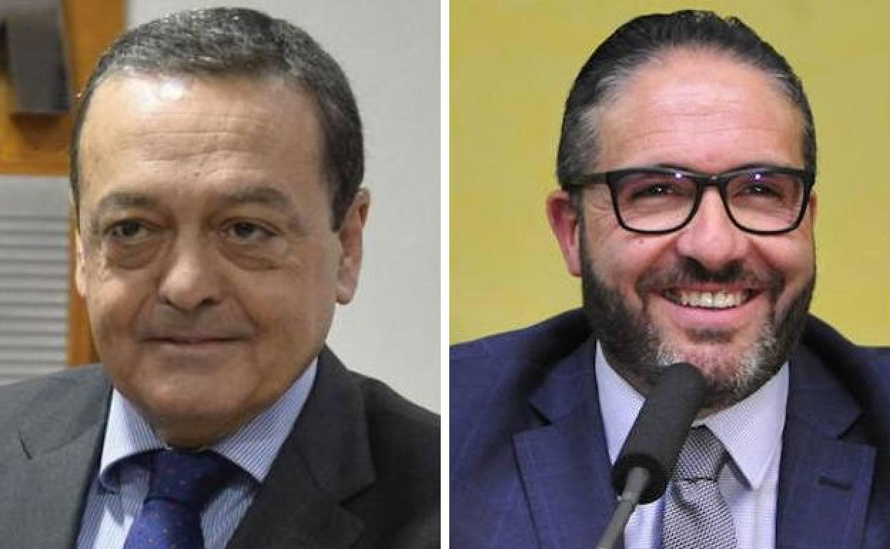 José María Albarracín, presidente de Croem, y Miguel López, su homólogo en la Cámara de Comercio.