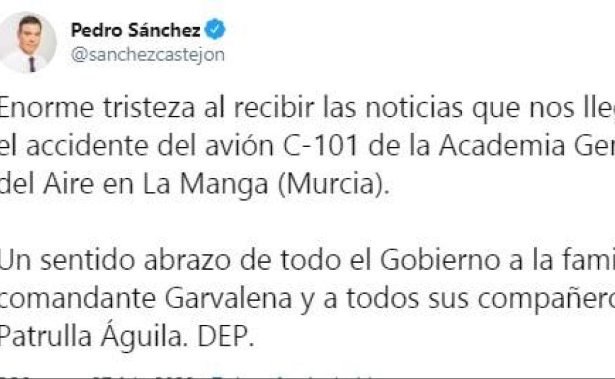 Pedro Sánchez, Iglesias, Casado y Arrimadas expresan su dolor por la tragedia