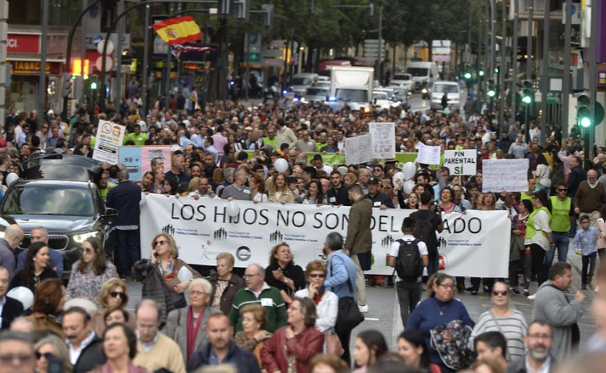 Manifestación a favor del 'pin', el pasado sábado en Murcia. 