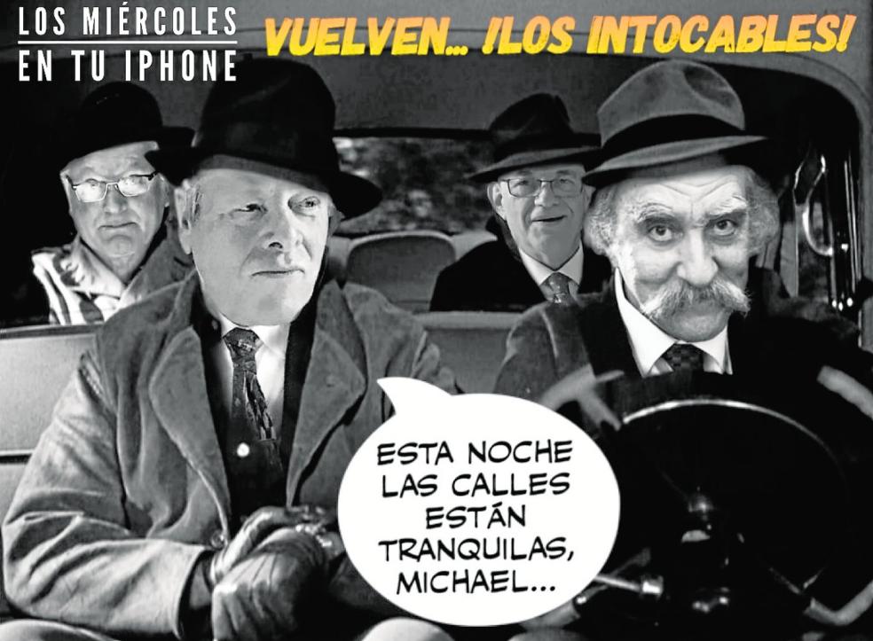 Vicente Mártinez Gadea, a la derecha, en un fotomontaje hecho por él mismo con Esteban Campuzano, Juan Martínez-Lax y Miguel Ángel Centenero. 