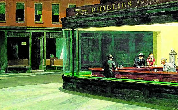 Pintura. 'Los noctámbulos' de Edward Hopper.