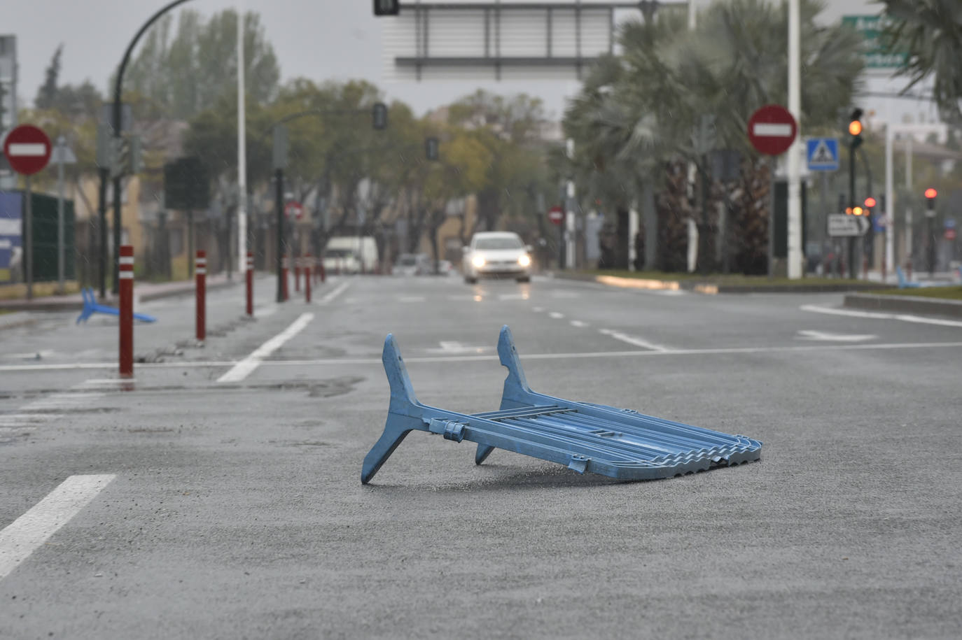 Efectos del temporal en el entorno de la avenida Juan de Borbón.