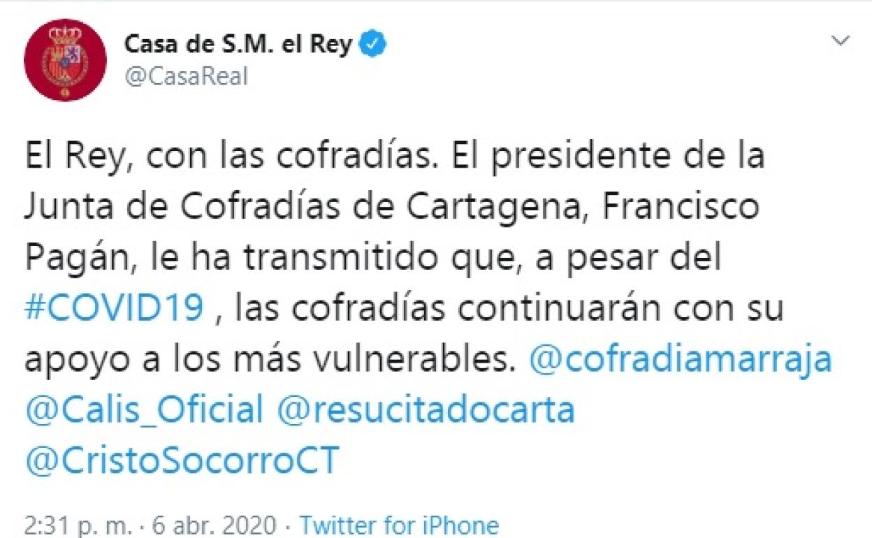 Tuit publicado por la Casa Real.