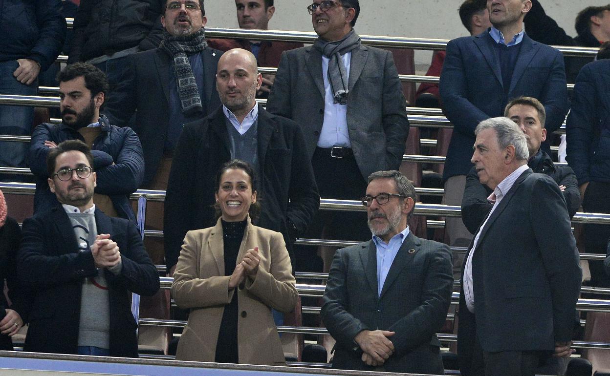 El palco del Enrique Roca, en el último derbi entre Real Murcia y FC Cartagena.