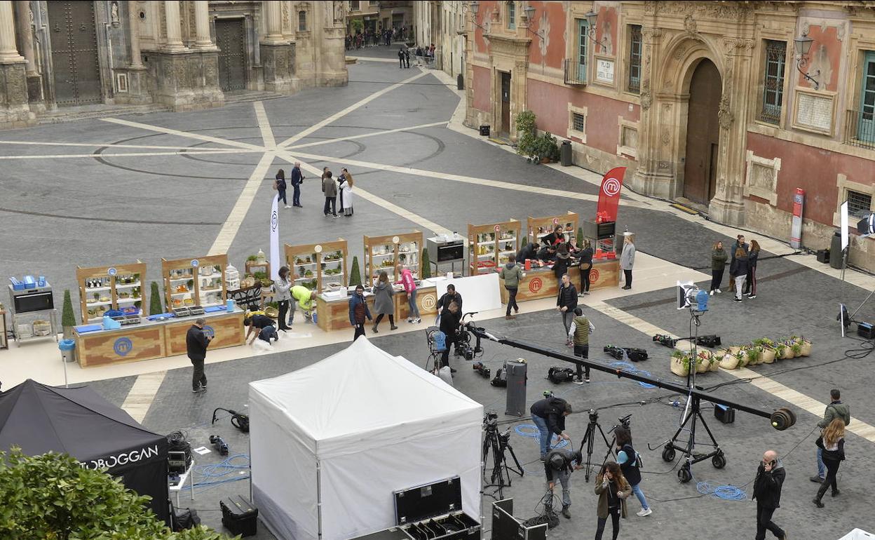 Grabación de 'MasterChef', en la plaza del Cardenal Belluga.