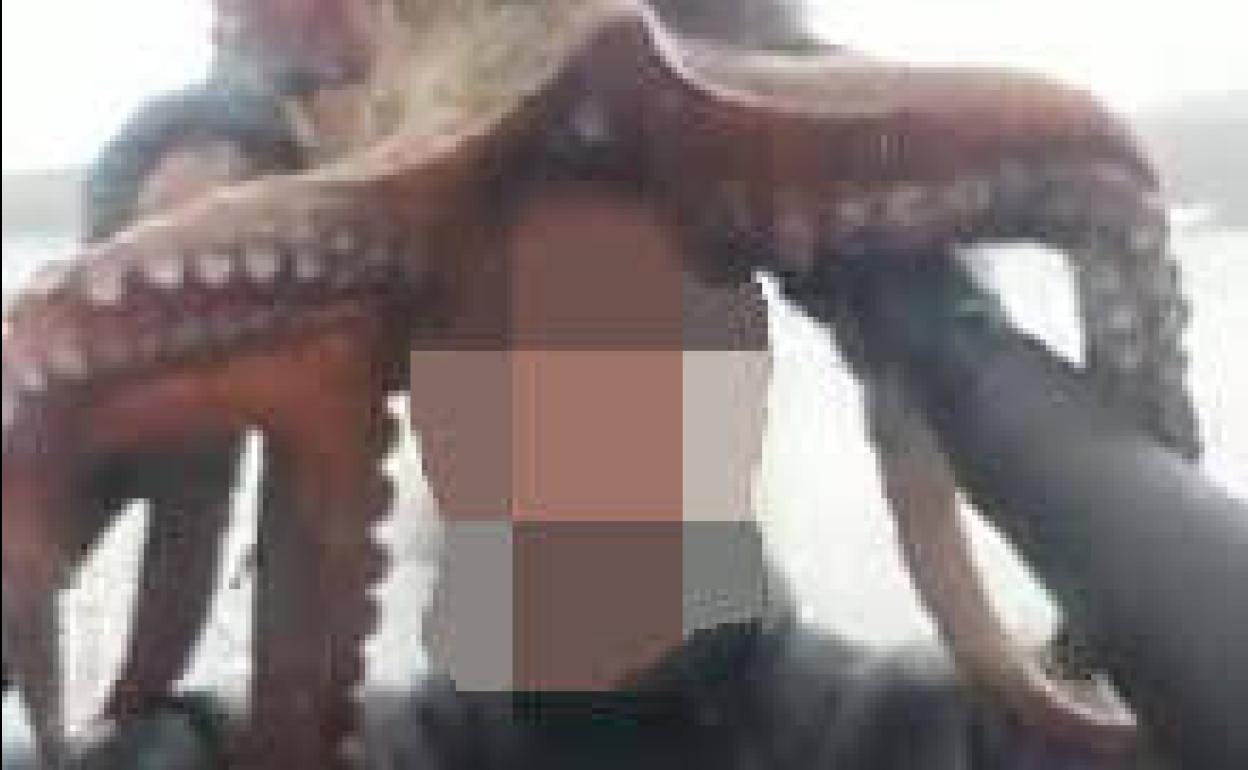 Captura del vídeo del pescador furtivo sorprendido en Águilas.