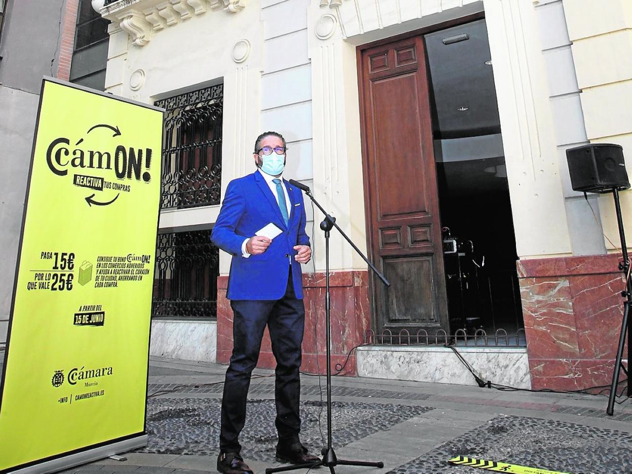 El presidente de la Cámara, Miguel López Abad, en la presentación de la campaña, ayer. 