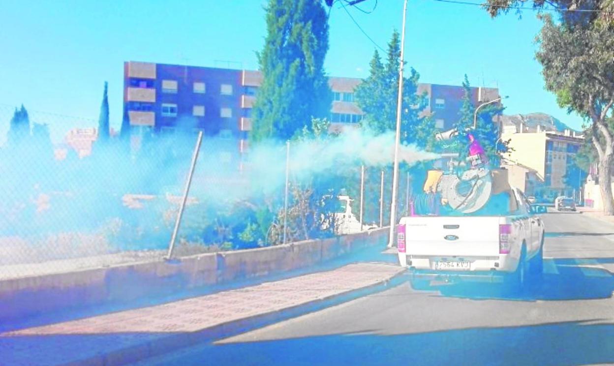Los servicios municipales de Mazarrón también tratan con insecticida los solares y otras zonas privadas. 