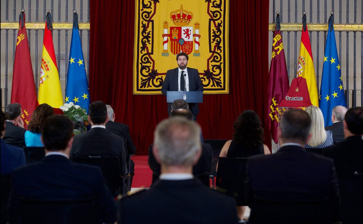 López Miras, durante su discurso por el Día de la Región.