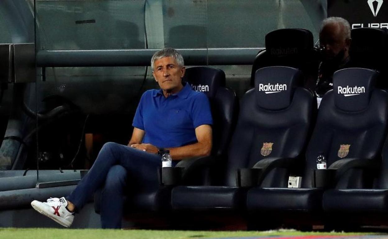 Quique Setién, durante el partido ante el Espanyol. 