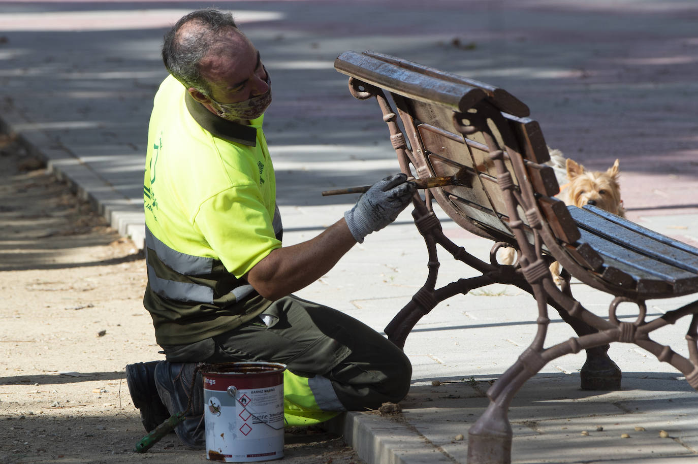 Fotos: Trabajos de limpieza y desinfección diarios en los parques de Murcia