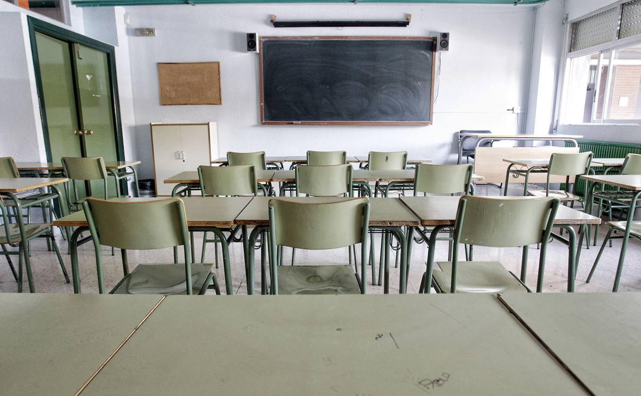 Un aula vacía durante una huelga educativa. 