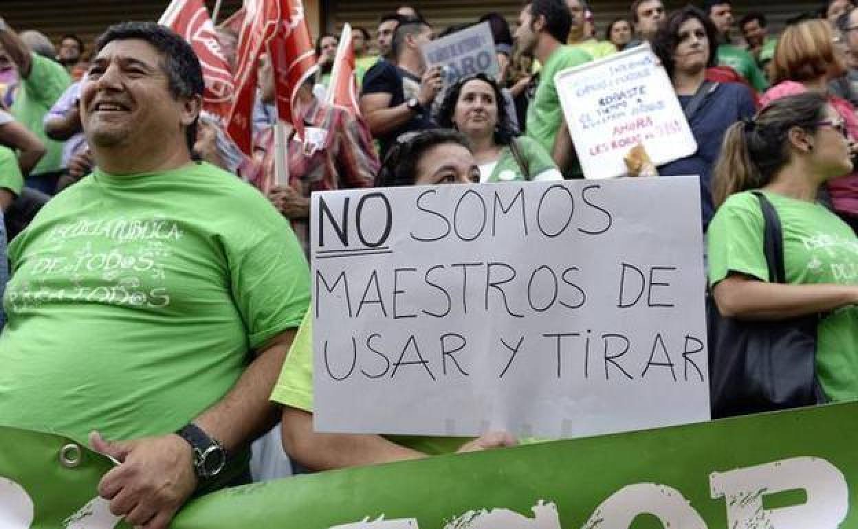 Manifestación de docentes interinos en una foto de archivo.