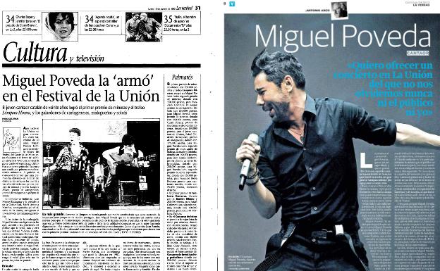 16/08/1993 4/08/2013 Con 20 años Miguel Poveda enamoró a La Unión y se llevó una de sus Lámparas más aplaudidas. Dos décadas después, el festival le rindió homenaje 