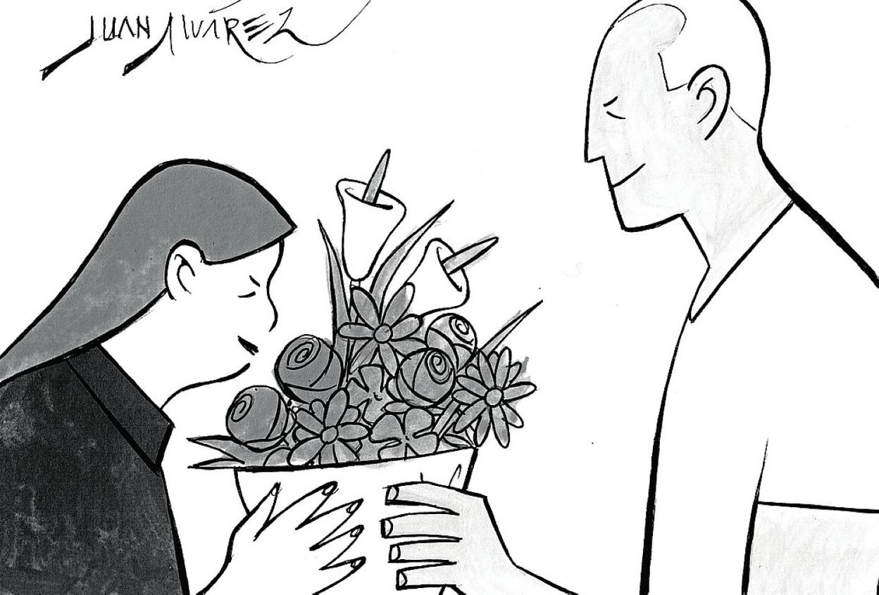 Una de las viñetas de Juan Álvarez en 'Como peces en la Red'. Abajo, la portada del libro, que presenta el próximo 5 de noviembre en Murcia. 