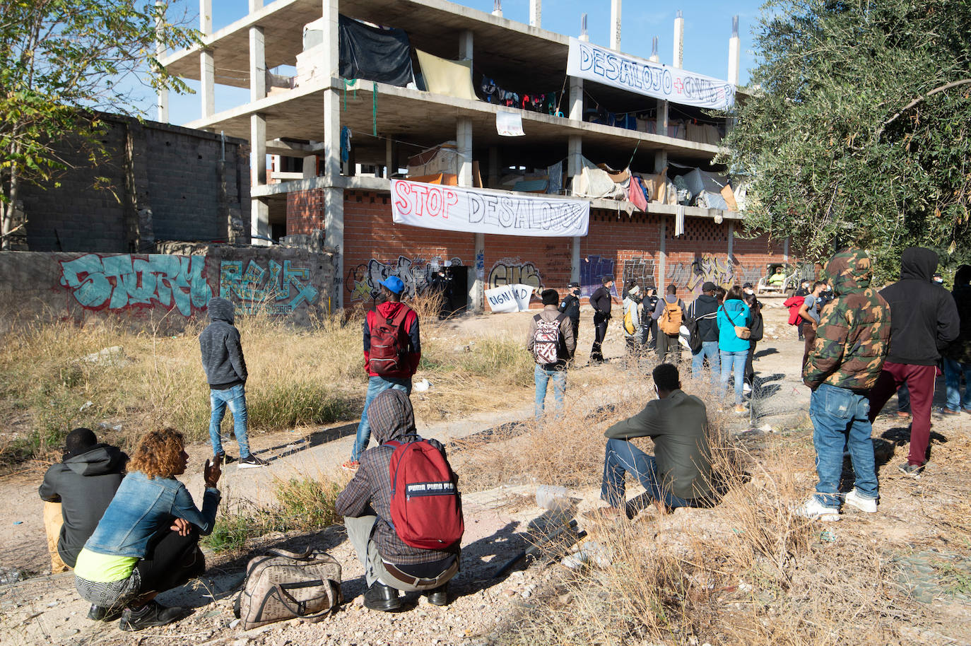 Fotos: Protestas por el desalojo de un edificio ocupado en el barrio murciano de San Pío