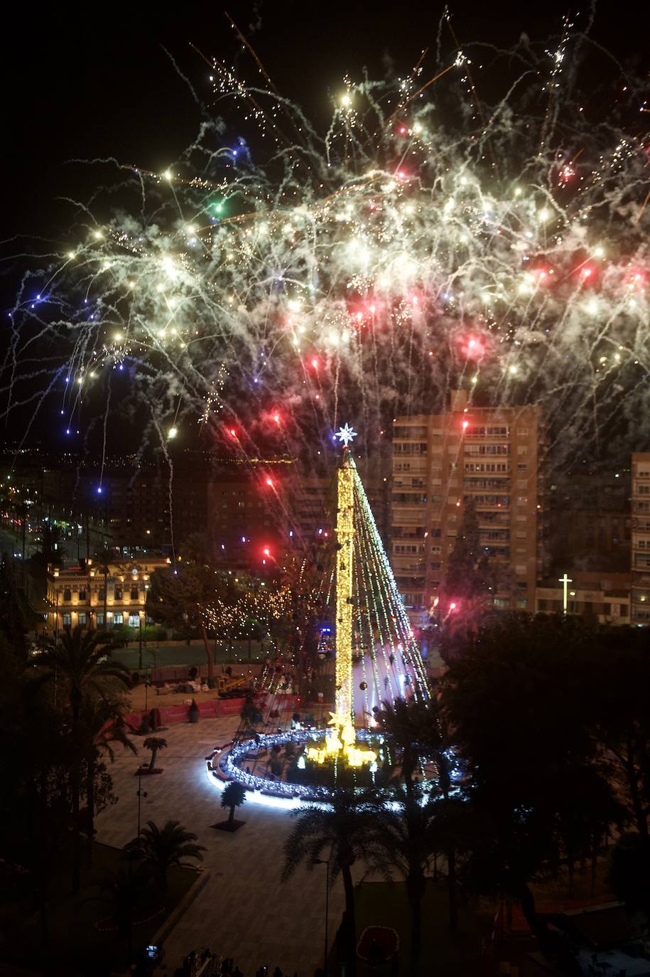 Fotos: El árbol de Navidad de Murcia ya brilla en la Plaza Circular