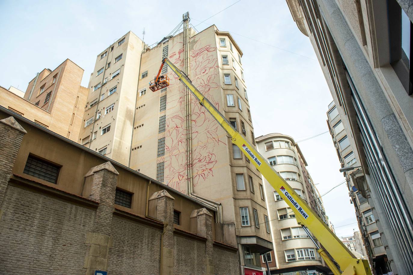 Fotos: Un mujer envuelta en flores decorará un gran mural en Murcia