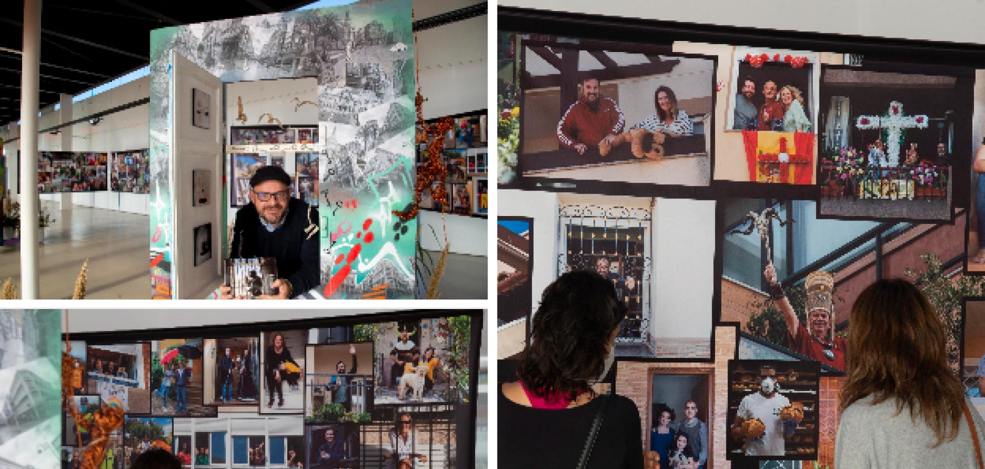 El fotógrafo Pablo Sánchez, en su exposición, con el catálogo en sus manos. 