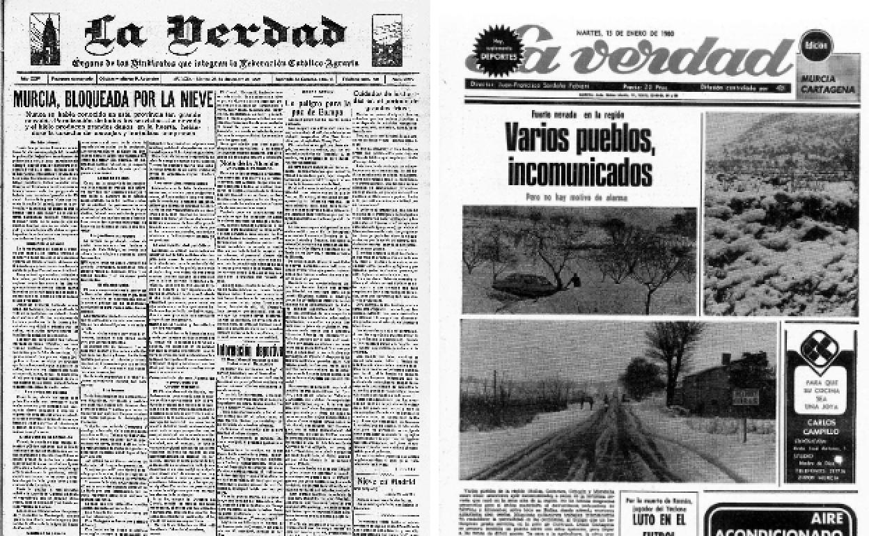 15/01/1980 LA VERDAD informó de uno de los mayores temporales de nieve, cuyos efectos se extendieron durante días, con Cehegín y Bullas entre los más afectados.