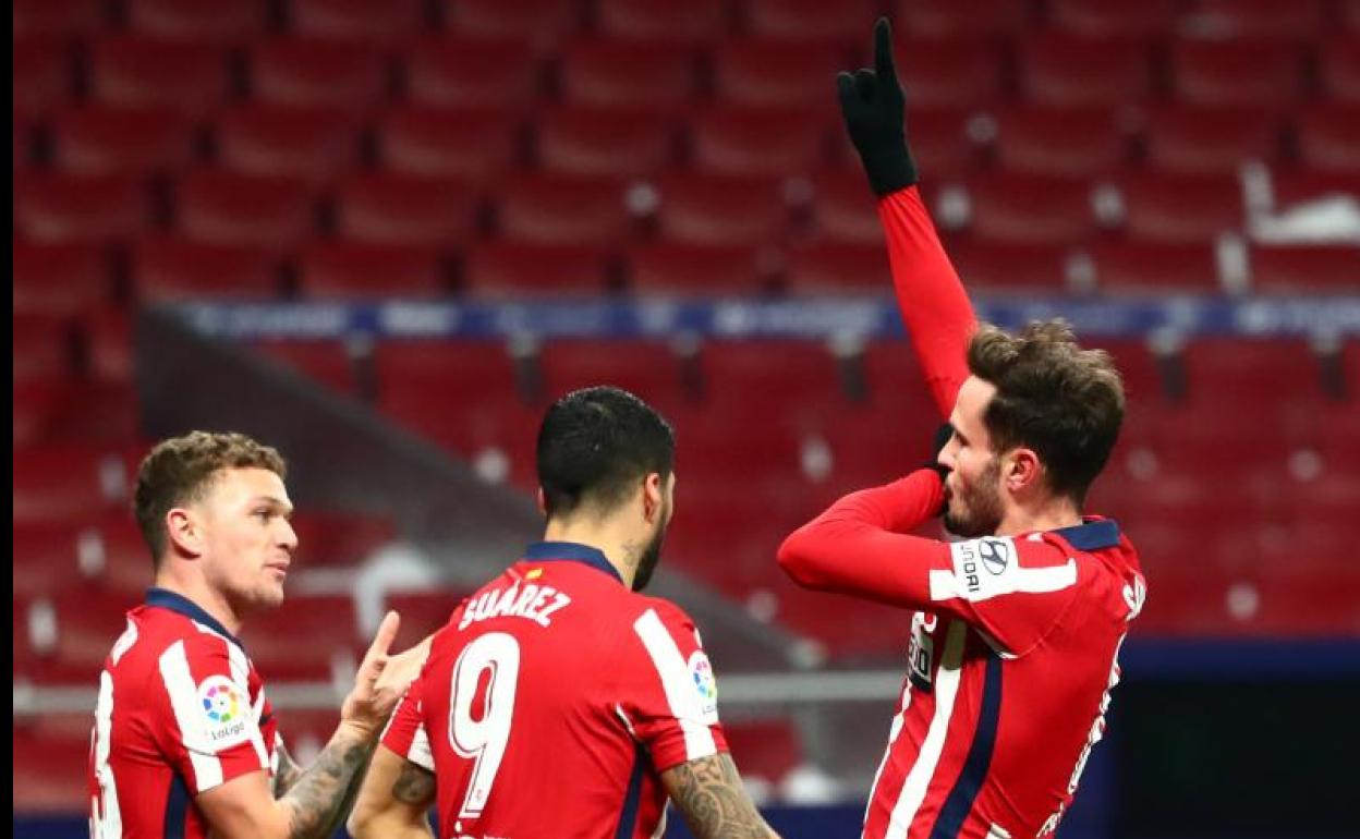 Saúl Ñíguez celebra su primer gol en esta Liga, anotado el martes ante el Sevilla. 