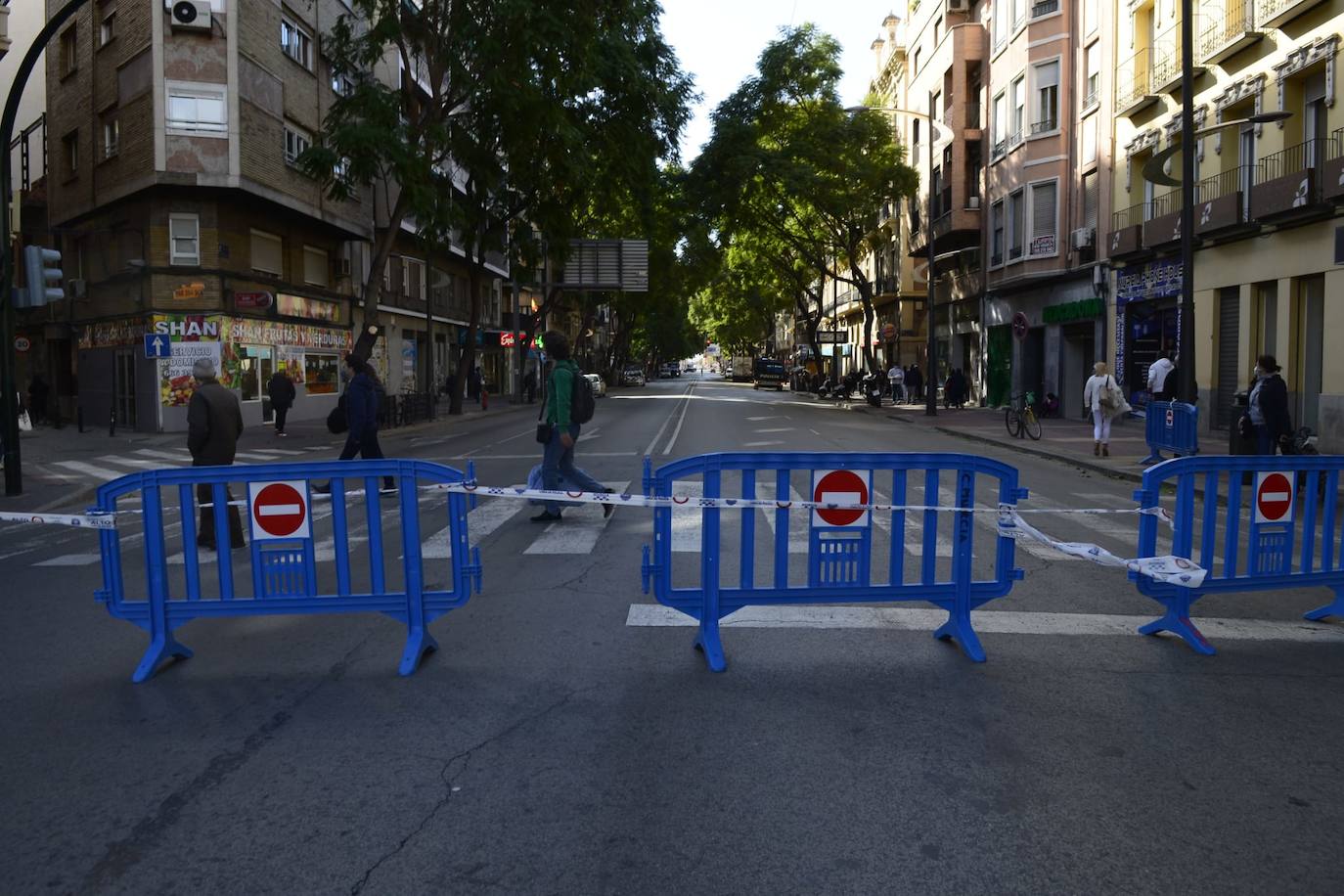 Avenida Floridablanca cortada al tráfico. 