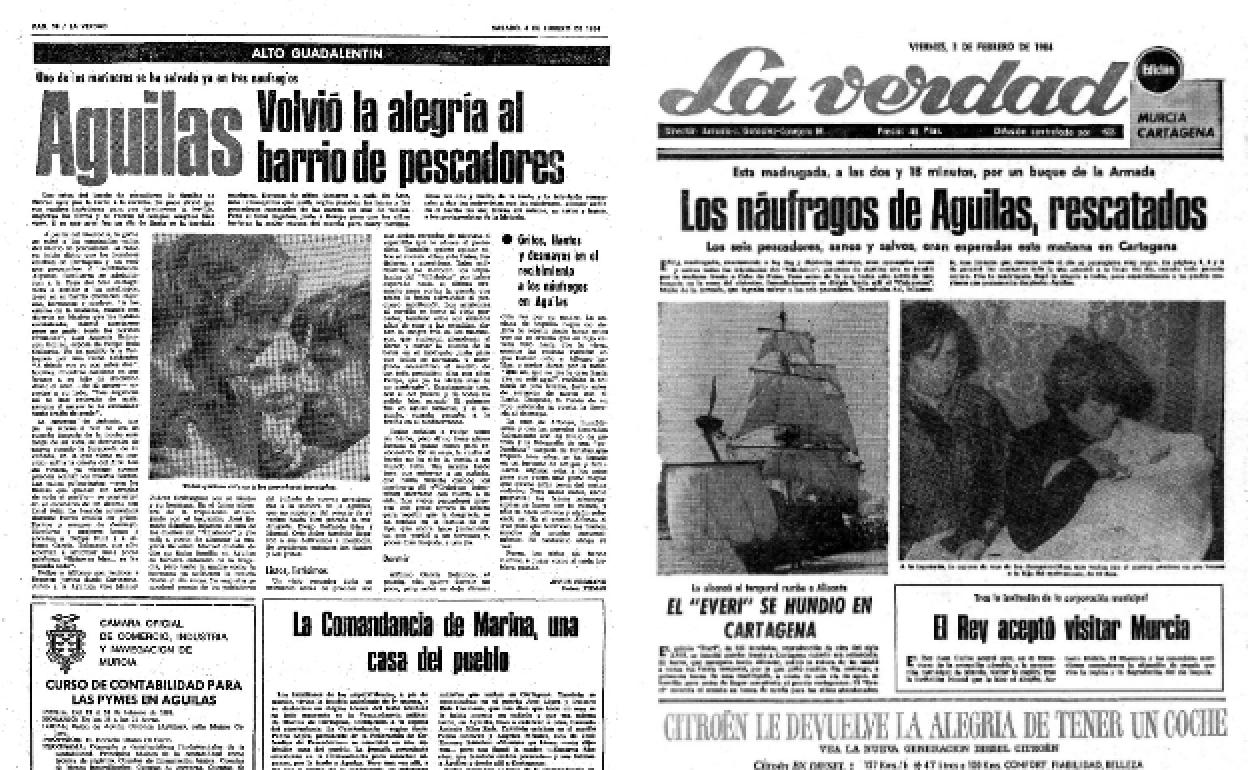 3/2/1984LA VERDAD relató con detalle la odisea de los pescadores, que fueron hábiles para aguantar al límite con la balsa atada mediante una cuerda al barco que se hundía