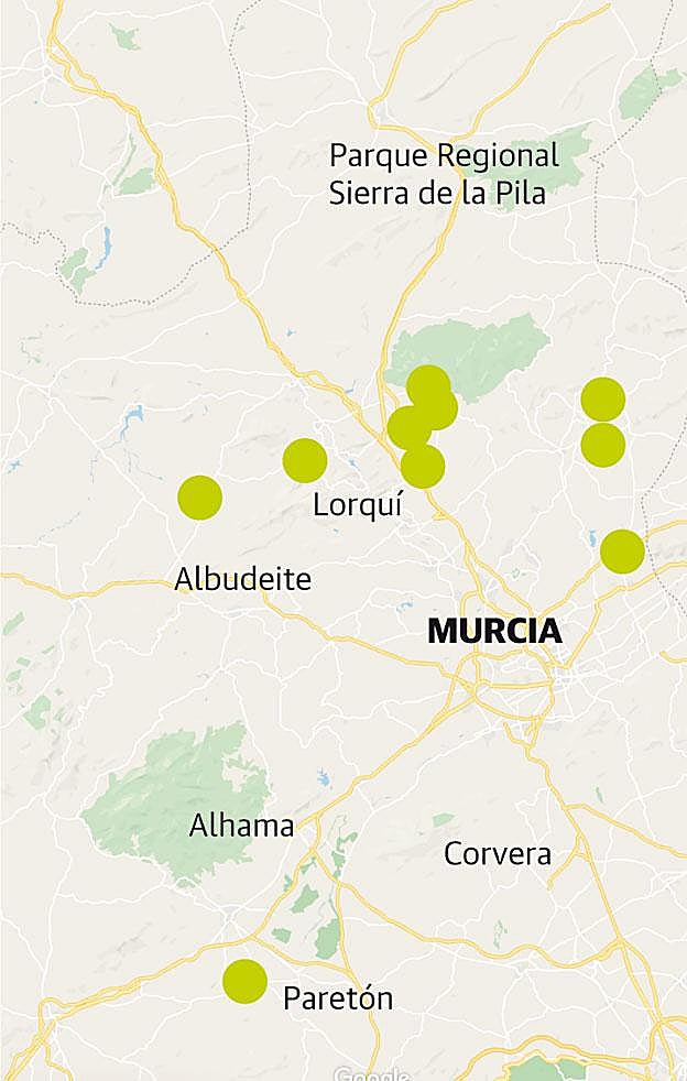 Vigilados. Ubicación actual de los zorros dotados de sistemas de seguimiento