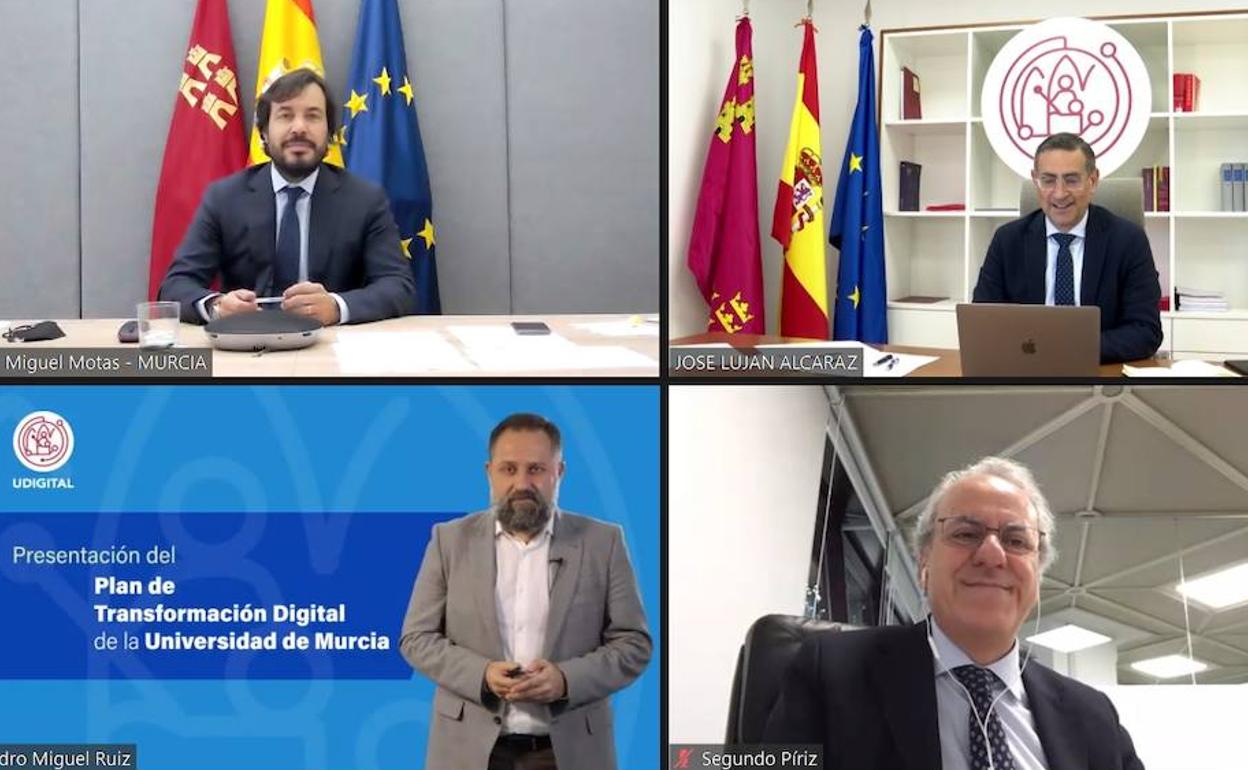 Acto de presentación oficial del Plan de Transformación Digital de la Universidad de Murcia celebrado de manera telemática este martes.