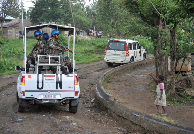 Tropas de la ONU indias patrullan en la República Democrática del Congo. 