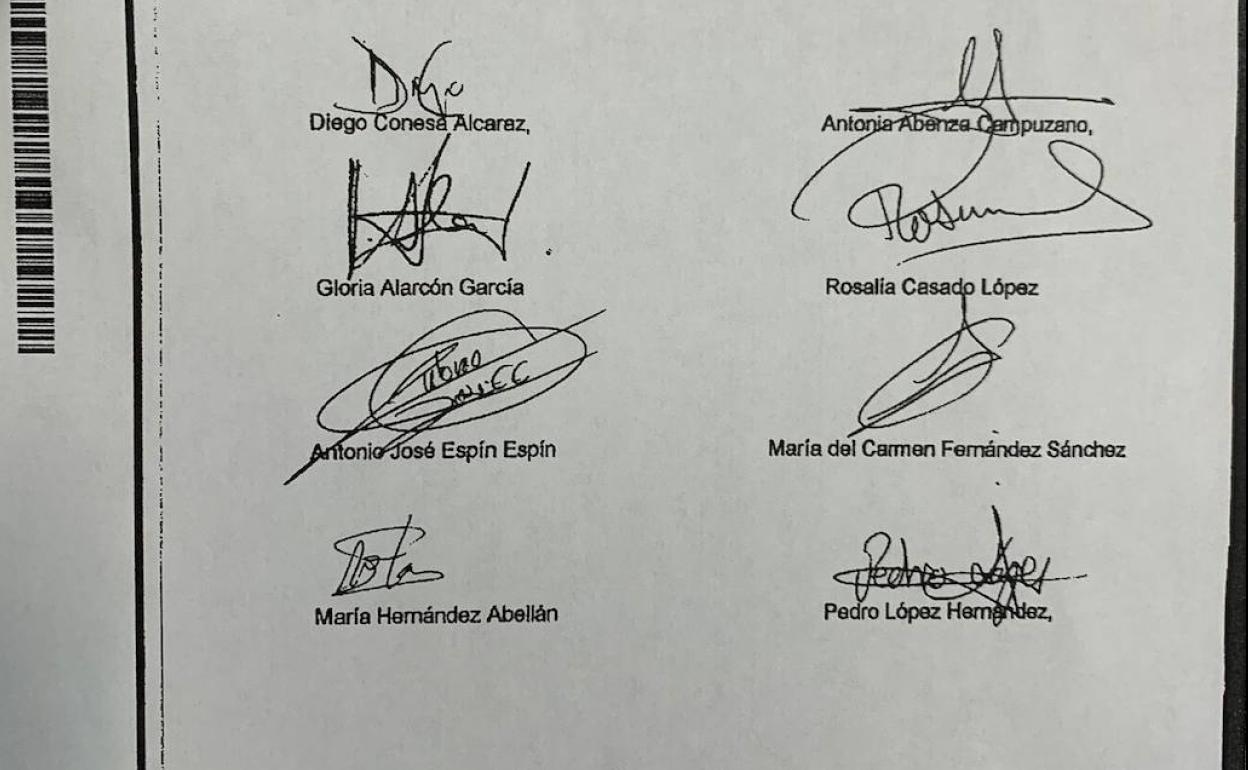 El texto firmado por los diputados socialistas.