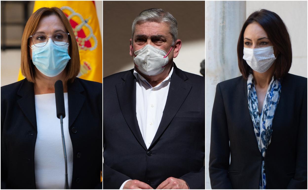 Isabel Franco, Francisco Álvarez y Valle Miguélez, durante la comparecencia de este viernes.