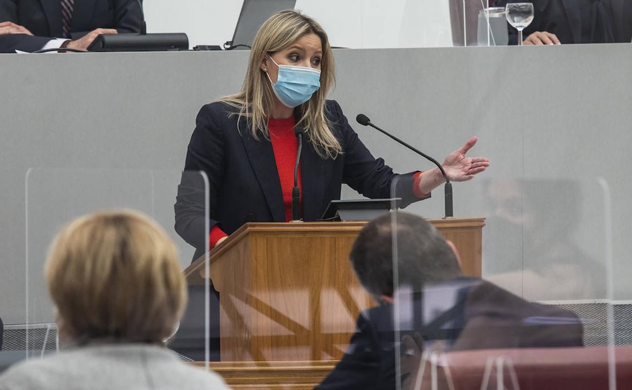 Martínez Vidal, este miércoles, en la sesión de debate de la moción de censura que tuvo lugar en la Asamblea Regional. 